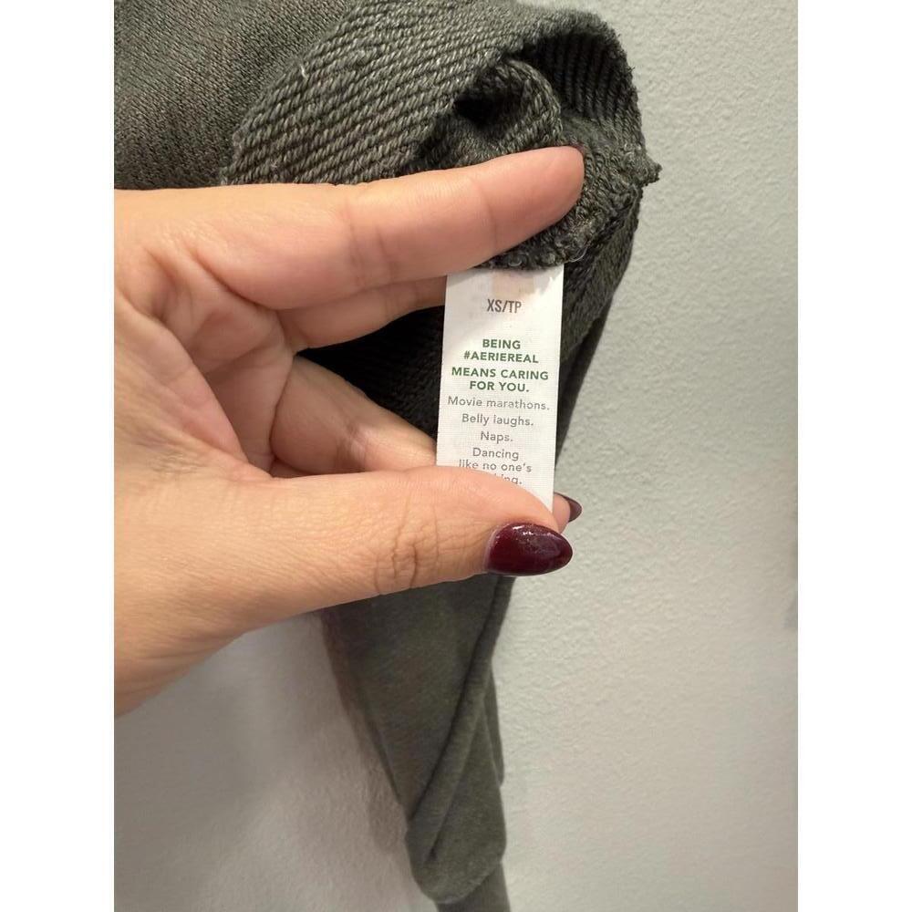 Aerie Olive Green Cropped Crewneck Sweatshirt - Picture 4 of 5